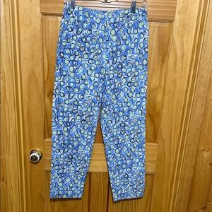 Talbots Blue & Light Green Patterned Straight-Leg Pants, Petite Size 6.